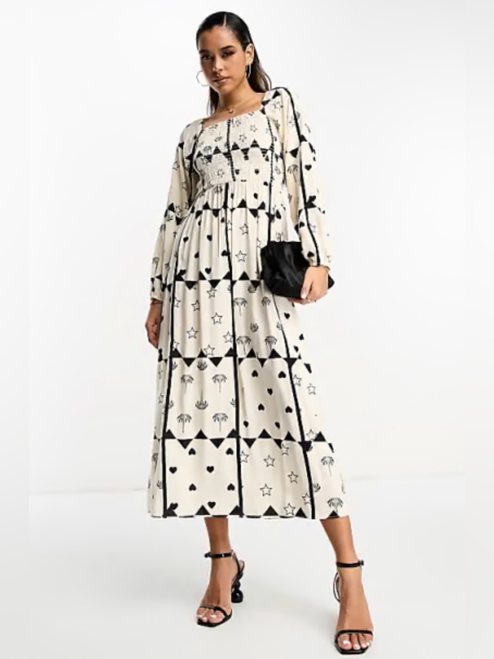 Never Fully Dressed Shirred Heart Print Maxi Dress 8